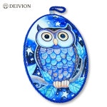 헬로아울 타원 세라믹 도자기 냄비받침 부엉이 선물용 냄비 받침대 블루 : 데이비온