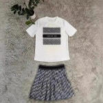 유행 짧은 소매 짧은 치마 투피스 세트 J2987 여름 새로운 도착 여성 의류 하프 스커트 정장 세트 : daheedahee