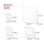 투명 평판 벽돌, 60개 클래식 부품 벌크 창문 블록 DS-SN 부품 패널, 혼합) 액세서리(투명 빌딩 및 1 Classic Grey 1x6x5 : 해직하