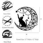 젬시크 12인치 블랙 메탈 고양이 아트 월 장식, 거실 침실 욕실 홈 액센트 장식용 달 실루엣 벽걸이 조각 Leaf : 지구인쇼핑