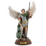헌정된 벽 10.2 H 성 라파엘 동상, 바닥에 명판이 그려진 천사 라파엘, 여행 보호 수호 대천사 에스타투아 델 아르캉겔 산 피규어 Bronze... 