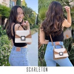 스칼튼 퀼트 크로스바디 사첼, 체인 스트랩 숄더백, 가죽 미니 핸드백, H2065 Beige/Brown Small : 착한 나그네