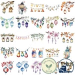 50Pcs 미적 Lanterning PET 플라스틱 스티커 장식 전화케이스 노트북 워터 컵 보드 DIY 방수 : 센트럴딜