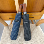 고티바쉬 스트라이프 우드 접이식 3단 자동우산 명품 양산 UV차단 각인 답례품 판촉물 (G6311) : 휴즈랩