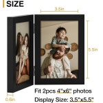 데코홈 더블 4x6 액자 세로, 엔지니어드 우드 이중 폴드 사진 액자, 테이블탑 디스플레이용 플렉시글라스, 4x6, 블랙 4x4 Black : 이브소나