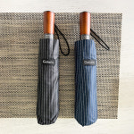 고티바쉬 스트라이프 우드 접이식 3단 자동우산 명품 양산 UV차단 각인 답례품 판촉물 (G6311) : Gotivathy