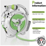  46피트 자동 감김식 정원 호스 릴, 헤비 듀티 벽걸이형, 잠금 길이 조절, 엉킴 방지 급수, 7가지 패턴 노즐 포함 : 하이 체리