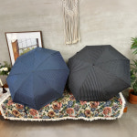 고티바쉬 스트라이프 우드 접이식 3단 자동우산 명품 양산 UV차단 각인 답례품 판촉물 (G6311) : Gotivathy