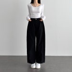 핀턱와이드팬츠 흰 흰색 바지 갈색 바지 : 이버유 ebuu