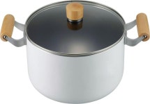 freiz) 22 NR-7976 평화 프레이즈(Wahei 양손 냄비 cm유리 뚜껑 첨부 화이트 나무무늬 IH・가스 대응 : LSSOL60