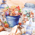 아쿠아월드 빈티지 조개 장식 바다 소재 PET 다꾸 스티커 : 스토어 오늘.