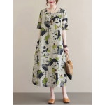 휴양지 빅사이즈 그레이 풍기인견 중년원피스 : 반픽002