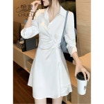 여친룩 긴팔 셔링 춘하 카라 패션 셔츠 하객룩 원피스 블랙 : 직구농장