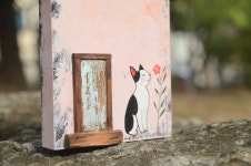 우드 미니하우스 꽃과 고양이가 있는 핑크 하우스 : 키큰나무공방
