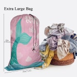 스와노 성경 구절 큰 세탁 가방 세탁 가능한 큰 더러운 옷, 좋은 분위기의 레터링 드로스트링 정리 가방, 핏 햄퍼 바구니 캠프 여행 홈 기숙사, 인어... 