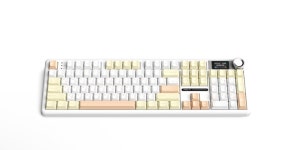 AULA F108Pro 유무선 아우라 LCD 기계식 키보드 치즈 화이트, 저소음 바다축 : ALL TECH