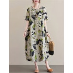 휴양지 빅사이즈 그레이 풍기인견 중년원피스 : 반픽002