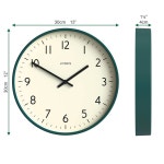 JONES 시계 스튜디오 월 시계 | 모던 라운드 12인치 다크 그린 읽기 쉬운 숫자 : 글로벌퓨처픽몰