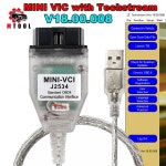 MINI VCI J2534 Tis Techstream 소프트웨어 V18.00.008 2022년까지 링크가 있는 Toyota Obd2 진단 케이블용 : 월드셀러넷