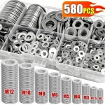 M2M12 와셔 플랫 금속 가스켓 스틸 스테인레스 패스너 일반 키트 580PCS 분류 : 모오루