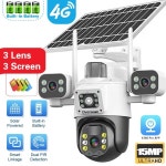 4G SIM 카드 V380 Pro 3렌즈 IP 태양광 카메라 15MP 실외 방수 CCTV 양방향 오디오 PIR 감지 추적 : 티앤씨 코리아
