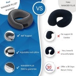 WANDER PLUS 여행용 목 베개, 비행기용 순수 메모리 폼 편안한 통기성 커버, 수면 비행기 기차 여행 필수품 맥스 그레이에 가장 적합한 360도... 