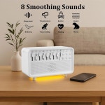 8가지 자연 소음, 3색 야간 조명, BT 스피커, 150ML 화염 아로마테라피 디퓨저, 30/60/120분 수면 타이머, 성인, 및 용 화이트 노이즈 수면... 