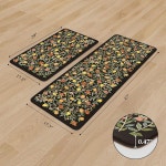 성게 주방 매트 2PCS, 바닥용 피로 방지 매트, 농가 레몬 러그 논슬립, 싱크대용 메모리 폼 컴포트 스탠딩 사무실, 세탁소, 블랙 : 유에스딜