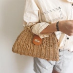 여성 크로스백 대용량 고품질 텍스처드 봄여름 니치 인기 핸드헬드 짠 라탄 여행 데이트 미니 핸드백 포인트 패션 : FEELINGMALL