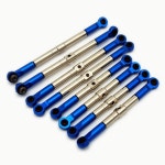 트랙사스 1/16 미니 E-Revo 서밋 7138 7118을 위해 알루미늄 끝이 파란색인 8pcs 하드 스틸 조절식 전면 및 후면 토 링크 푸시로드... 