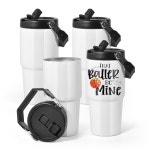 화이트 텀블러, 블랙 필프 뚜껑이 있는 이중 벽 스테인리스 진공 단열 컵, 뜨겁거나 차가운 음료를 위한 누수 방지 여행용 머그컵 : 트루프라이스