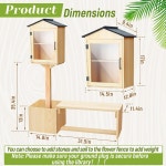 원더준 나무 작은 도서관 상자 및 벤치 세트 야외 무료 도서관... 있는 이중 상자, 동네를 위한 꽃 울타리, 커뮤니티(나무) wood : 한미직구방