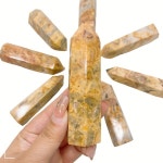 천연 크리스탈 크레이지 마노 기둥 에너지 스톤 광택 타워 크리스탈 에너지 힐링 룸 장식 홈 데코 선물 70-90mm : yesolyesol