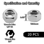 베두안 20PCS 1/2 -13 너트 18-8 (304) 스테인리스 하드웨어 보트 도크 카 상용 등급 M3-0.5 Packof 150 : 딜스냅