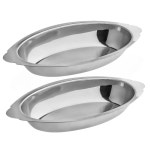소로 20 스테인리스 스틸 타원형 그라탕 접시 세트 개별 서빙용 카세롤 라자냐 nd nd 6 oz : 미스터코드