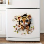 90797 #   벽 화장실 스티커 침실 입구 거실 현관 홈 장식 벽 이동식 스티커에 표범 : dasomdasom9