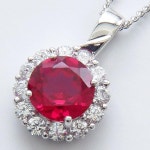 SV (Synthetic ruby) 2.0 7 14206 [당신과 내 보석 상자] 합성 루비 캐럿 펜던트 목걸이 [탄생석 월] : Full MOON