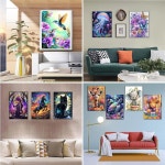 크래프트크레이즈 12팩 동물 다이아몬드 아트 페인팅 키트 - 5D 도트, DIY 원형 풀 드릴 젬 페인팅, 월 장식용 숫자 선물 12x16인치 : 글로베리즈