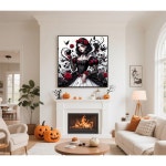 GXGLLPZBY DIY 다이아몬드 아트 키트, 초보자를 위한 5D 페인팅, 스컬스 도트 아트가 포함된 블랙 및 레드 로즈 디자인, 홈 월 장식 13.... 