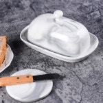 뚜껑이 있는 윤두 동서 용기, 보관 마블 완벽합니다 버터에 접시, 그레이 버터 세라믹 : 딜버존