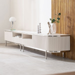 템바보드 세라믹 85인치 TV 거실장 장식장 티비다이 2600, 화이트 실버 : 플레르가구