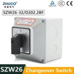 ZHUCO SZW26/LW26-32 32A 3 위치 1-0-2 2 상 자동 범용 전환 로터리 노브 캠 (방수 상자 포함) : 지구반대편