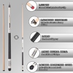 빌리 빌리아드 캐나다 메이플 풀 큐 스틱(10mm/11.5mm/13mm 팁 제공), 58인치 저변형 샤프트 2피스 스틱, 홈, 바, 토너먼트 플레이용 스틱... 