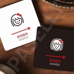 여성화장실우측안내표지판 여성화장실입구표시 우측 부착형 소형 13x13cm 블랙 : 필요하면연락해요