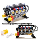 수평 V8 슈퍼 기술 호환 MOC 전기 조립 블록 엔진 실린더 대향 빌딩 브릭 : 월드정보41