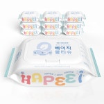 해피아이 물티슈 베이직 엠보싱 캡형 100매, 10팩 : 주식회사 유엠씨