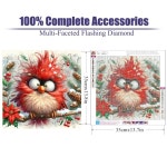 캔리치샵 5D 레드 버드 다이아몬드 아트 페인팅 키트, 초보자를 위한 크리스마스 귀여운 풀 드릴 점, 젬 공예품 벽 장식 14x14인치 : 글로베리즈