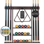 당구 XPRESS 풀 큐 랙 - 16개의 볼 홀더와 6팩의 초크가 장착된 스틱... 패드 및 대형 클립으로 손상 방지 맨 케이브용 당구대 액세서리 : 큐닉스