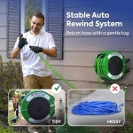 EaJ 맥노트 리트랙터블 가든 호스 릴, 82피트 워터 호스 릴 헤비 듀티 리트랙터블 호스, 금속 180 회전 브래킷 포함 월 마운트용 - 그린... 