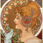 명화 케이스 3554 알폰스 무하 Alphonse Mucha - 깃털 La Plume 1899 아이폰XS하드 : Bergamot